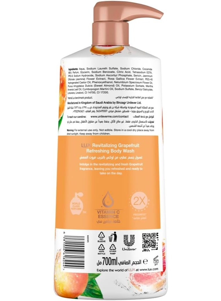 Lux Revitalizing Body Wash, Grapefruit, with Vitamin C Essence & 2x Freshness, 700ml - Image 3